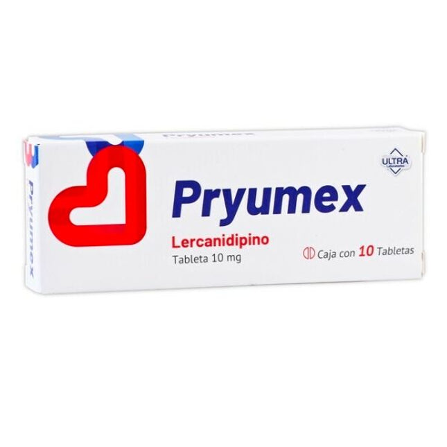 Pryumex (Lercanidipino) 10 mg Caja con 10 Tabletas)