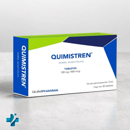 Quimistren (Hierro 100 mg / Ácido Fólico 800 mcg) Caja con 30 Tabletas