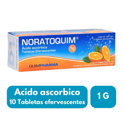 Noratoquim 1 g (Acido Ascórbico) Caja con 10 Tabletas Efervescentes