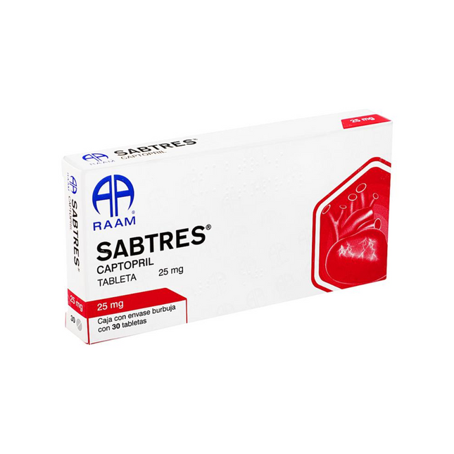 Sabtres (Captopril) 25 mg Caja C/30 Tab. Laboratorios RAAM