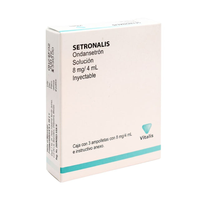 Setronalis (Ondansetron) 8 mg/4 mL Caja con 3 Ampulas Inyectables