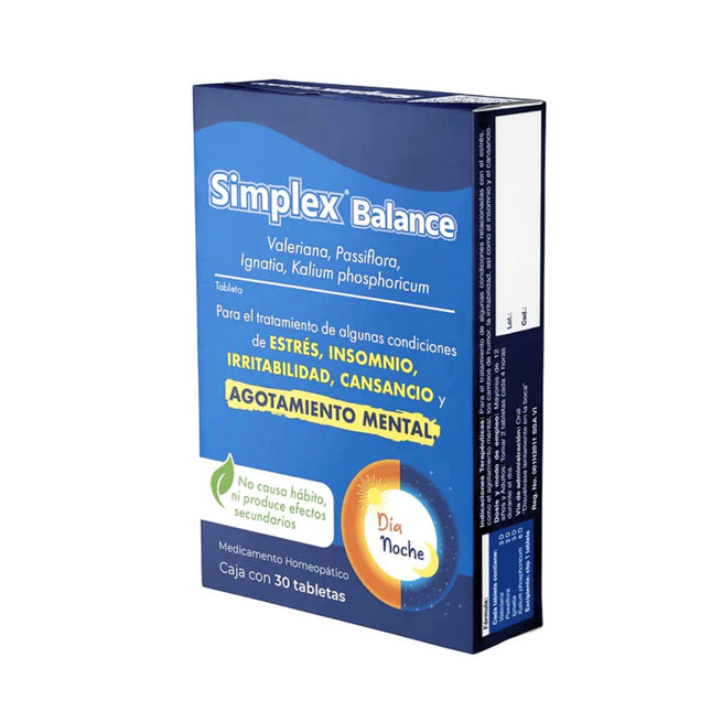 Simplex Balance (Auxiliar para el Agotamiento) Caja con 30 Tabletas| Nartex