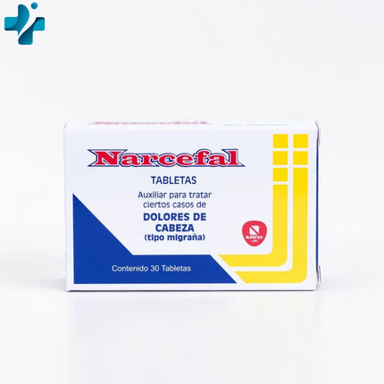 Narcefal (Auxiliar para Dolores de Cabeza tipo Migraña) Caja con 30 Tabletas| Nartex