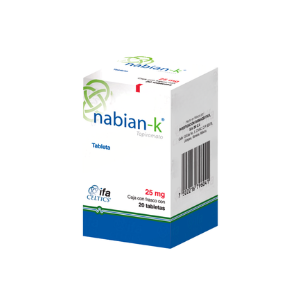Nabian K (Topiramato) 25mg Frasco con 20 Tabletas | Ifa Celtics