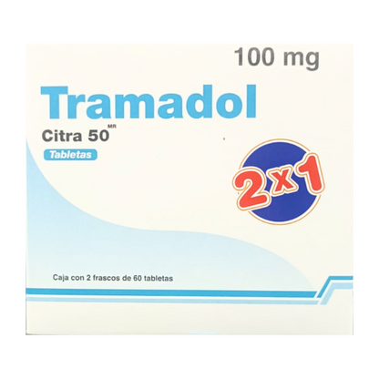 Tramadol 100 mg Caja con 2 Frascos con 60 Tabletas c/u