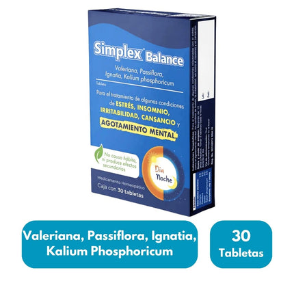 Simplex Balance (Auxiliar para el Agotamiento) Caja con 30 Tabletas| Nartex