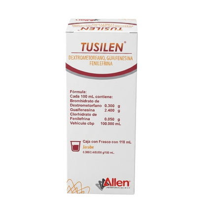 Tusilen (Dextrometorfano/Guaifenesina/Fenilefrina) 300mg/2.400 mg/.050 mg/118 ml Jarabe Adulto