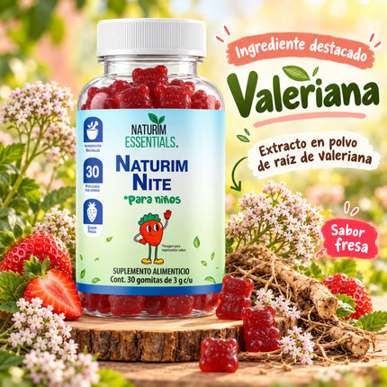 Naturim Nite Kids Gomitas de Valeriana Para Niños 30 Gomitas Sabor Fresa