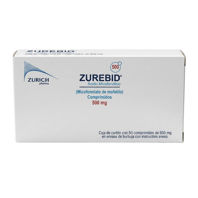 Zurebid (Ácido Micofenólico) 500 mg Caja Con 50 Comprimidos