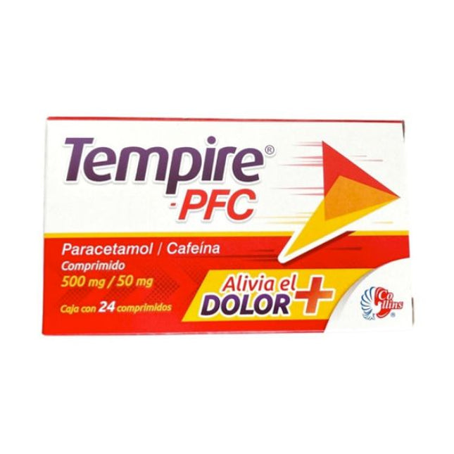 Tempire-PFC (Paracetamol/Cafeina) 500 mg/50 mg caja con 24 comprimidos