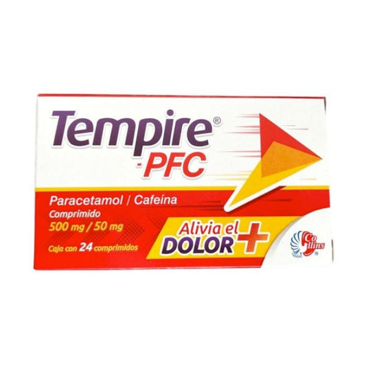 Tempire-PFC (Paracetamol/Cafeina) 500 mg/50 mg caja con 24 comprimidos