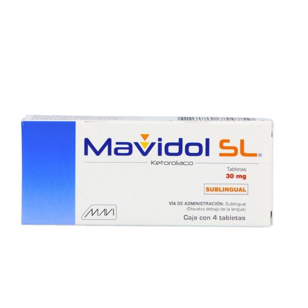 Mavidol SL (Ketorolaco) 30 mg Sublingual Caja con 4 Tabletas