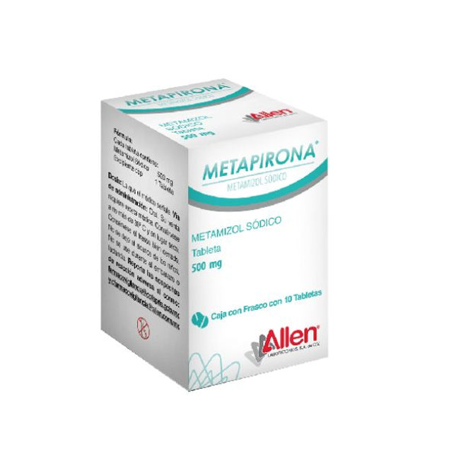 Metapirona (Metamizol Sódico) 500 mg Frasco con 10 Tabletas
