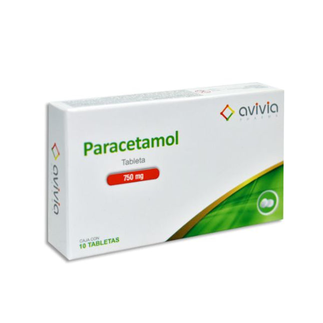 Paracetamol 750 mg Caja con 10 Tabletas Laboratorios Avivia