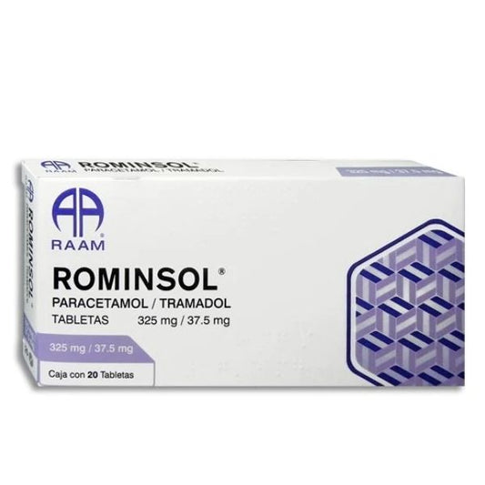 Rominsol (Paracetamol/Tramadol) 325 mg/37.5 mg Caja con 20 Tabletas